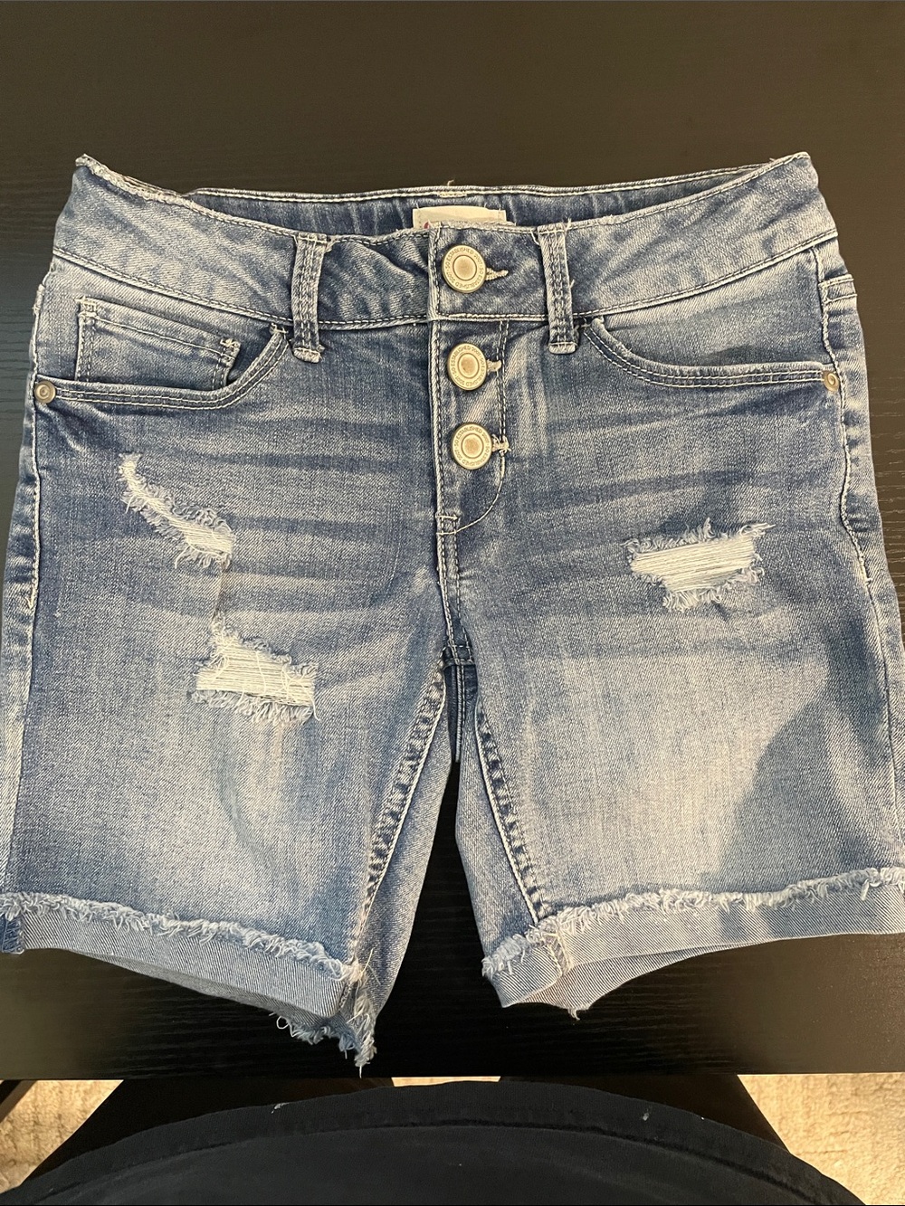 SO Light Blue Distressed Denim Shorts
